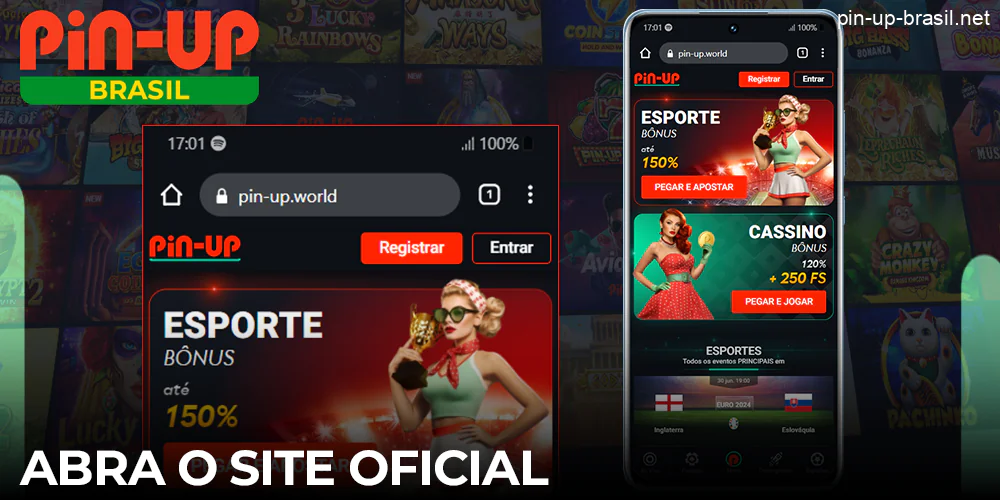 Visite o sítio Web oficial da Pin Up no seu dispositivo Android