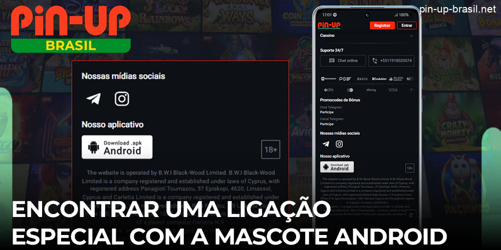 Encontrar uma ligação especial com a mascote Android na Pin Up