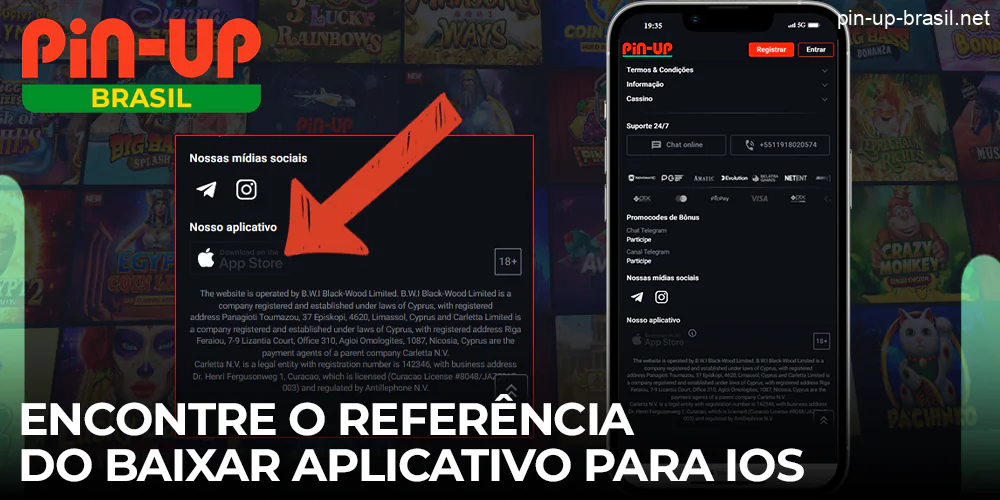 Encontrar o link para descarregar a aplicação Pin-Up Cassino para iOS