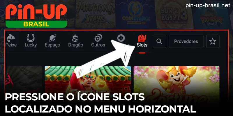 Prima o ícone Slots situado no menu horizontal da página Pin Up